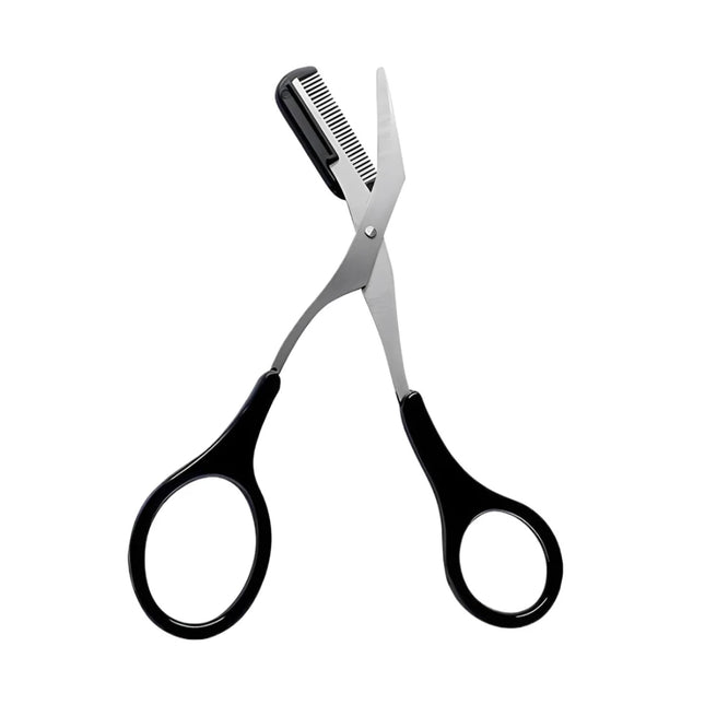 Eyebrow Trimmer Scissors Professional Non-Slip Finger Grip Brow Scissors with Comb for Men and Women Brow Shaping Makeup Tools
