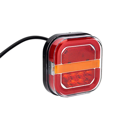 2pcsSquare 4inch LED Tail Light Left Right Rear Brake Lamp Licesen Plate Taillight 12V 24V Turn Signal For TrailerVan Bus Pickup