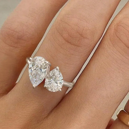 925 Sterling Silver Simplicity Classic Zircon Water Drop Ring For Women Engagement Wedding Luxury High Quality Fine Jewelry