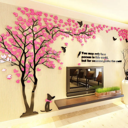 3D Acrylic Tree Wall Stickers Self Adhesive Home Background Decoration Bedroom Living Room Nursery Removable Peel And Stick Wall