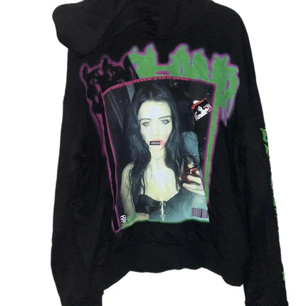 Harajuku Drolandmiller Green Kiss Hoodies Women Gothic Punk Streetwear Grunge Sweatshirt Oversized Hip Hop Hoodie Y2k Clothes