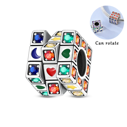 Original 925 Sterling Silver Charms Bead Inlaid Zirconium Jigsaw Puzzle Pendants Gift Fit Bracelet Jewelry DIY Marking