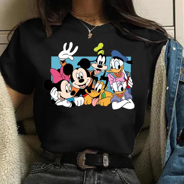 Family Vacation T Shirt Kawaii Mickey Minnie Donald Duck Daisy Print Fashion Clothes Casual Women T-shirt Camiseta Mujer