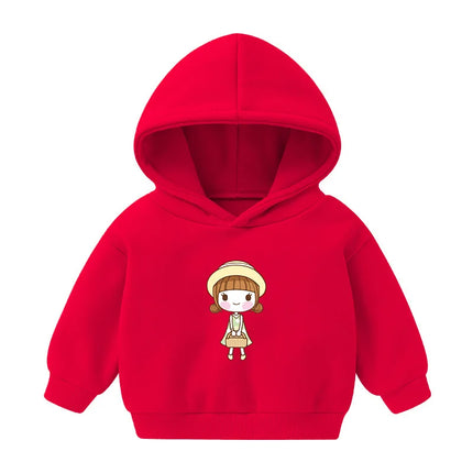 1pcs Boys Girls Thick Velvet Cartoon Tees Kids Solid Casual Fashion Warm Autumn Winter Sweatshirt Hoodie Baby Cloths Infant Tops