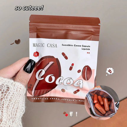 10pcs/set Mini Cocoa Lipsticks Long Lasting Velvet Matte Capsule Lipstick Natural Chocolate Solid Lip Gloss Makeup Cosmetic Gift