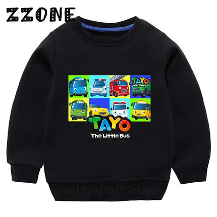 Hot Sale Kids Sweatshirts Tayo the Little Bus Print Cartoon Children Hoodies Funny Baby Pullover Outwear Tops Girls Boys Clothes