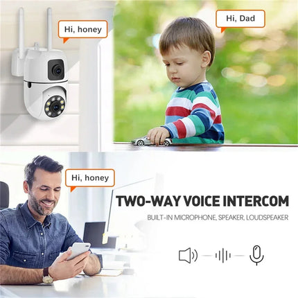 8MP HD Wifi Camera Security Wireless Outdoor Waterproof Dual Lens Dual Screen AI Human Tracking Color Night Vision Baby Monitor
