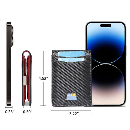 Ultra-Thin Carbon Fiber Wallet for Men - RFID Blocking Dollar Clip Design, Slim Synthetic Leather Card Holder Minimalist Style