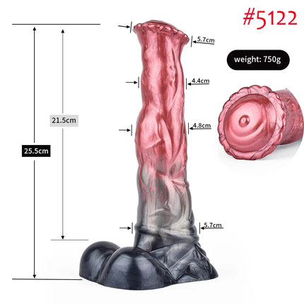 FAAK Colorful Silicone Ribbed Fantasy Horse Knot Dildo with Suction Cup Anal Sex Toys Soft Girthy Huge Fake Penis for Women