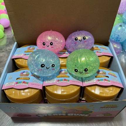 5.5cm Hot Glitter Dumpling Squishy with Box Dumplings Sensory Squeeze Toy for Stress Relief Fans Birthday Day Gifts