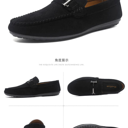 2025 Spring and Autumn driving soybean shoes business casual men's shoes versatile comfortable work shoes black and grey