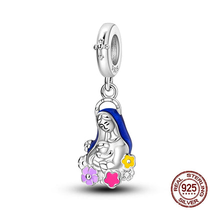 Original New 925 Sterling Silver Prayer Virgin Mary Charms Beads Fit Necklace Bracelet Accessory DIY Jewelry For Women Gift