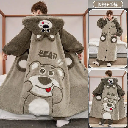 New Doraemon cartoon creative winter pajamas set personalized animation surrounding cute kawaii thick plus velvet nightgown gift