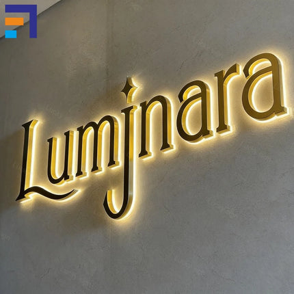 Custom LED Letters Halo Lit Backlit Channel Letters LED Illuminated Sign Interior Reception Wall Signage for Office Business