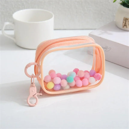 Portable Transparent PVC Mystery Box Keychain Square Zipper Storage Pouch Bag Pendant Anti Dust Waterproof Plush Dolls Toy Bag