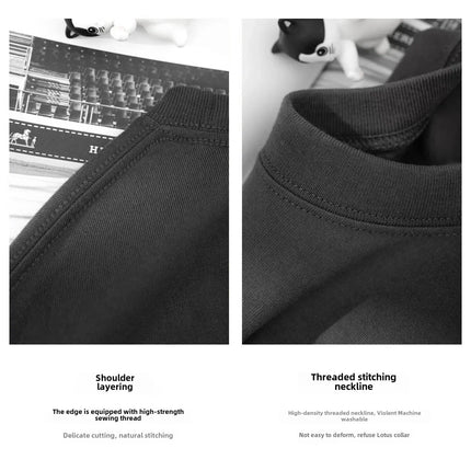 Men's Clothing Summer Cotton 300g Pure Cotton Short Sleeve T-Shirt Men's Casual Base Top Oversized T-Shirt