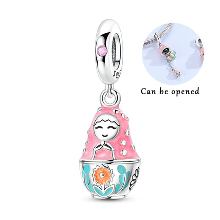 925 Sterling Silver Charms Mother Girl Boy Family Life Pendant Beads Fit Original Bracelet Necklace Diy Charm Women's Party Gift