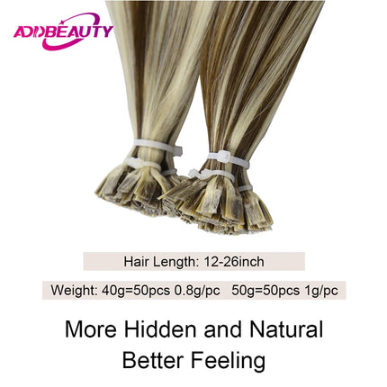 Straight Flat Tip Human Hair Extension 50 Strands Keratin Capsule Brazilian Human Remy Hair Extension Natural Human Fusion Hair