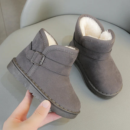 Boys Thermal Boots Kids Versatile Casual Buckle Non-slip Children Fashion Simple Non-slip Girls Snow Boots Cotton Winter Autumn
