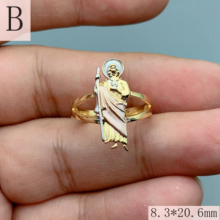 Luxury Shiny Crystal Zircon St. Jude Virgin Mary Open Rings For Women Fashion Lucky Religious Jewelry Birthday Gift