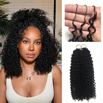 Deep Wave Crochet Human Hair Bundles Boho Braid Hair Remy Pre-Separated Feather Invisible Knot Crochet Hair Extensions For Women