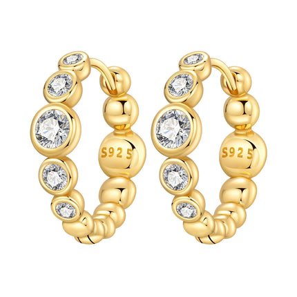 Original 2026 S925 Sterling Silver Zircon 18K Gold Lining Vintage Hoop Earrings for Women Birthday Party Wedding Gift Jewellery