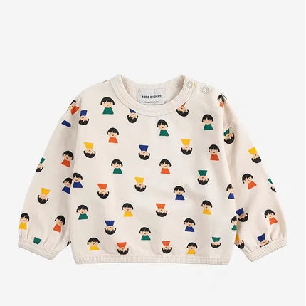2025 Autumn/winter Boys Sweatshirt Fashion Cartoon Baby Girls Hoodie Pullover Fleece Lining Children's Top Korea Kids Clothes