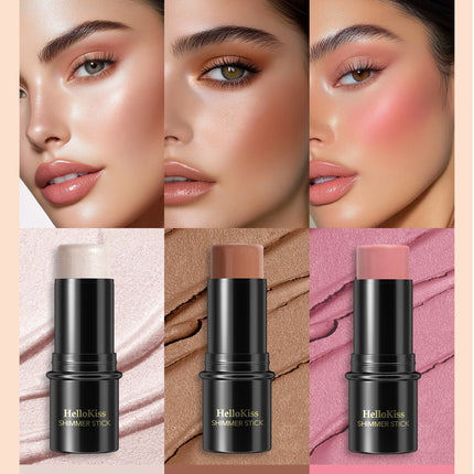 4pcs Concealer Stick Set with Brush Create a Lightweight Finishing Makeup Highlighter & Bronzer & Blush Sticks Brighten The Face