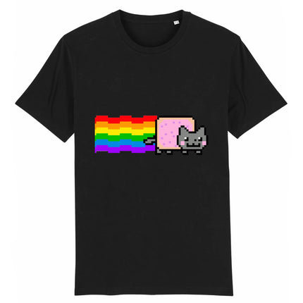 Nyan Cat with Rainbow T-Shirt Funny Meme Creative Top Hip Hop Y2K Vintage Print Short Sleeve Casual Loose Street Wear Unisex