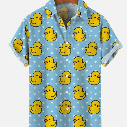 Unisex Men's Cosplay Shirts 3D Prints Splicing Cartoon Cute Duck Printing Short Sleeve Shirt Fashion Hawaiian Shirts For Men