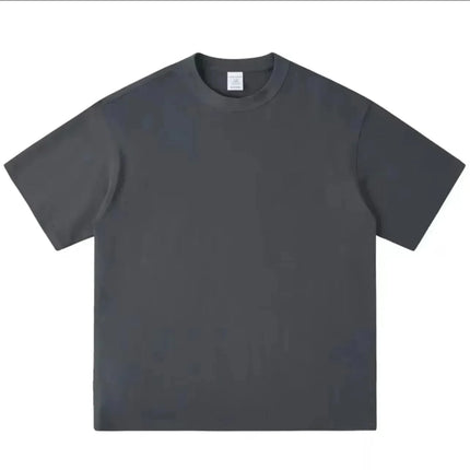 Black White GSM 500g Heavy Duty Cotton Plus Size T-Shirt Crew Neck Men's Short Sleeve Three Needles Half Sleeve Tee