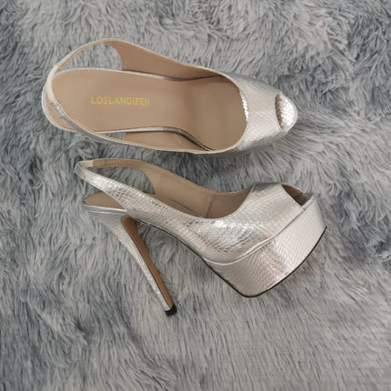 Women Pumps Stilettos 14CM Platform Stripper High Heels Sexy Open Toe Sandals Gladiator Party Dress Wedding Shoes Large Size 44