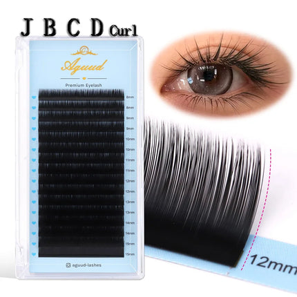 AGUUD Premium Bottom Lash J B Curl 0.03/0.05/0.07/0.10/0.15/0.20 5-6-7mm Mix 15-20mm Matte Classic Eyelash Extensions Lower Lash