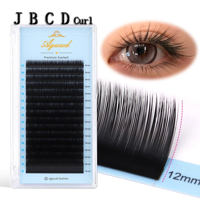 AGUUD Premium Bottom Lash J B Curl 0.03/0.05/0.07/0.10/0.15/0.20 5-6-7mm Mix 15-20mm Matte Classic Eyelash Extensions Lower Lash