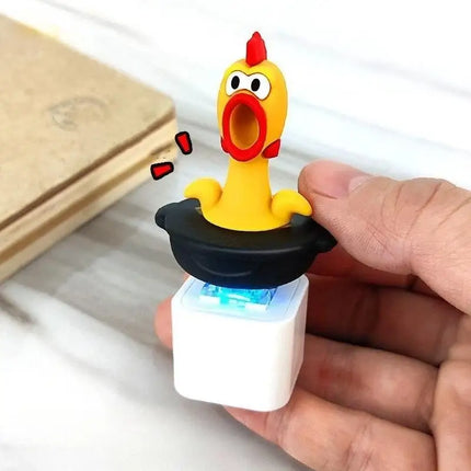 Funny Chicken Frog Keyboard Fidget Toys Keychain Finger Button Clicker Decompression Toys With Colorful Lights Rechargeable Toy
