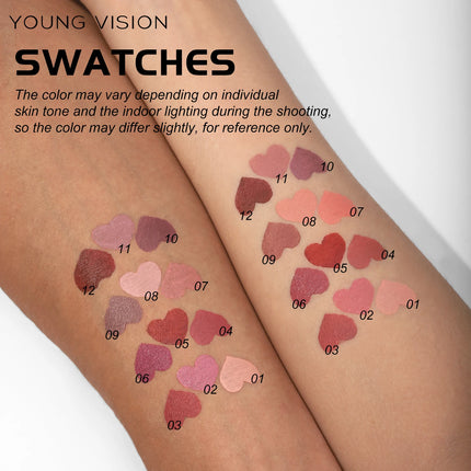 12 color matte liquid lipliner sponge gourd head fog surface bare color waterproof lip glaze red pen