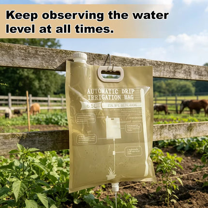 Automatic Drip Irrigation Bag 6.5L Self Watering System Potted Plants Garden Hanging Watering Device Flow Control Valve Spike