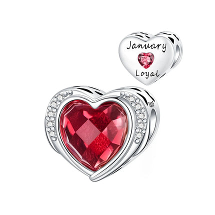 925 Sterling Silver January-December Birthday Stone Love Zircon Pendant Bead Fit Charms Necklace Bracelet Women Jewelry DIY Gift