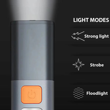 Strong Lighting ABS Flashlamp USB Rechargeable Zoomable Waterproof Outdoor EDC Torch with Hook  Long-range Emergency Lantern