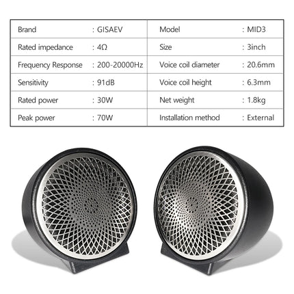 MID3 2pcs High-quality Car Audio Modified Mid-range Speaker 3 Inch HIFI Mid-range and High-range Full-range Speaker