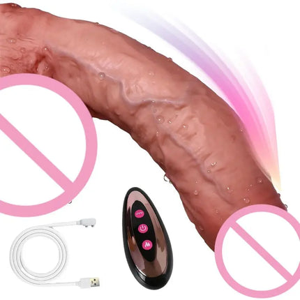 9" Thrusting Dildo Vibrator Sex Toys - Realistic Heated Liquid Silicone Dildo, Suction Cup Riding Moving Dildos for Vagina Anal