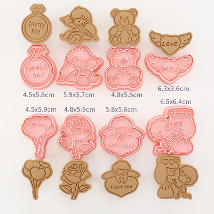 8 Pcs/set Cookie Cutters Plastic 3D Cute Cartoon Pressable Biscuit Mold Cookie Stamp Kitchen Baking Pastry Bakeware
