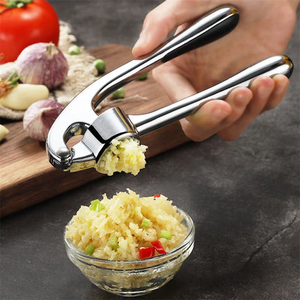 LMETJMA Premium Garlic Press Stainless Steel Garlic Mincer Garlic Crusher Easy to Squeeze and Clean Kitchen Tools JT202