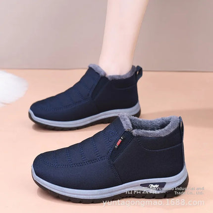 Winter New Fleece Lined Anti-slip Soft Bottom Women's Short Boots Thick Warm Cotton Shoes round Toe Casual Style Comfortable