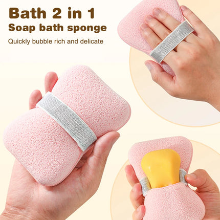 Bath Sponge Face Wash 2-in-1 Soap Bag Soft Clean Puff Reusable Makeup Remover Exfoliating Pads For Daily Cleansing Skin Care