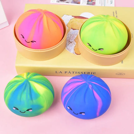 Cute Dumpling Bao Bun Squishy Toy, Soft TPR Stress Relief Fidget Pack, Anti-Anxiety Sensory Toy for Adults & Kids Squeeze Gifts