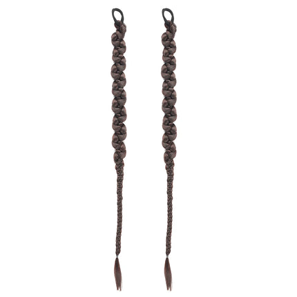 Long Braiding Synthetic Hair Extensions 2 Pieces Set Twisted Ponytail Extension with Rubber Bands Double Fishtail Braided