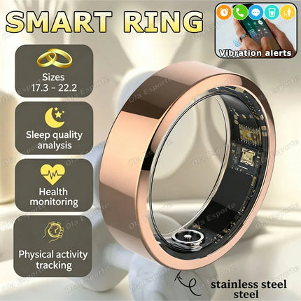 New Vibration Reminder Smart Ring Heart Rate Blood Oxygen&Pressure Health Monitoring IP68 Waterproof Multi-Sport Mode Smartring