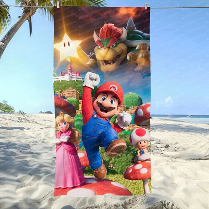 Super Mario Cartoon Cute Printed Bath Towel Microfiber Printed Pattern Swimming Quick Drying Comfortable Soft Bath Towel