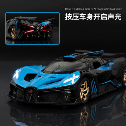 1:32 Bolide Miniature GT Die Casting Model Car Metal Alloy Sound & Light Pull Back Toy Car Birthday Gift